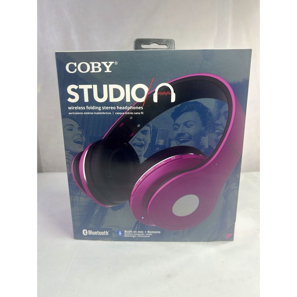 NEW Coby Studio Wireless Folding Stereo Headphone - Pink